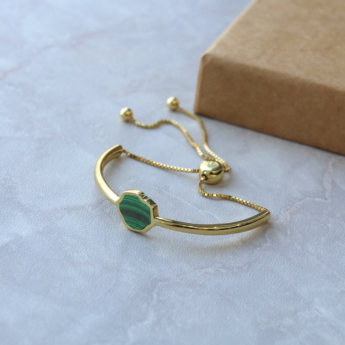 LUCK - Malachite Adjustable Bracelet (Gold Vermeil)