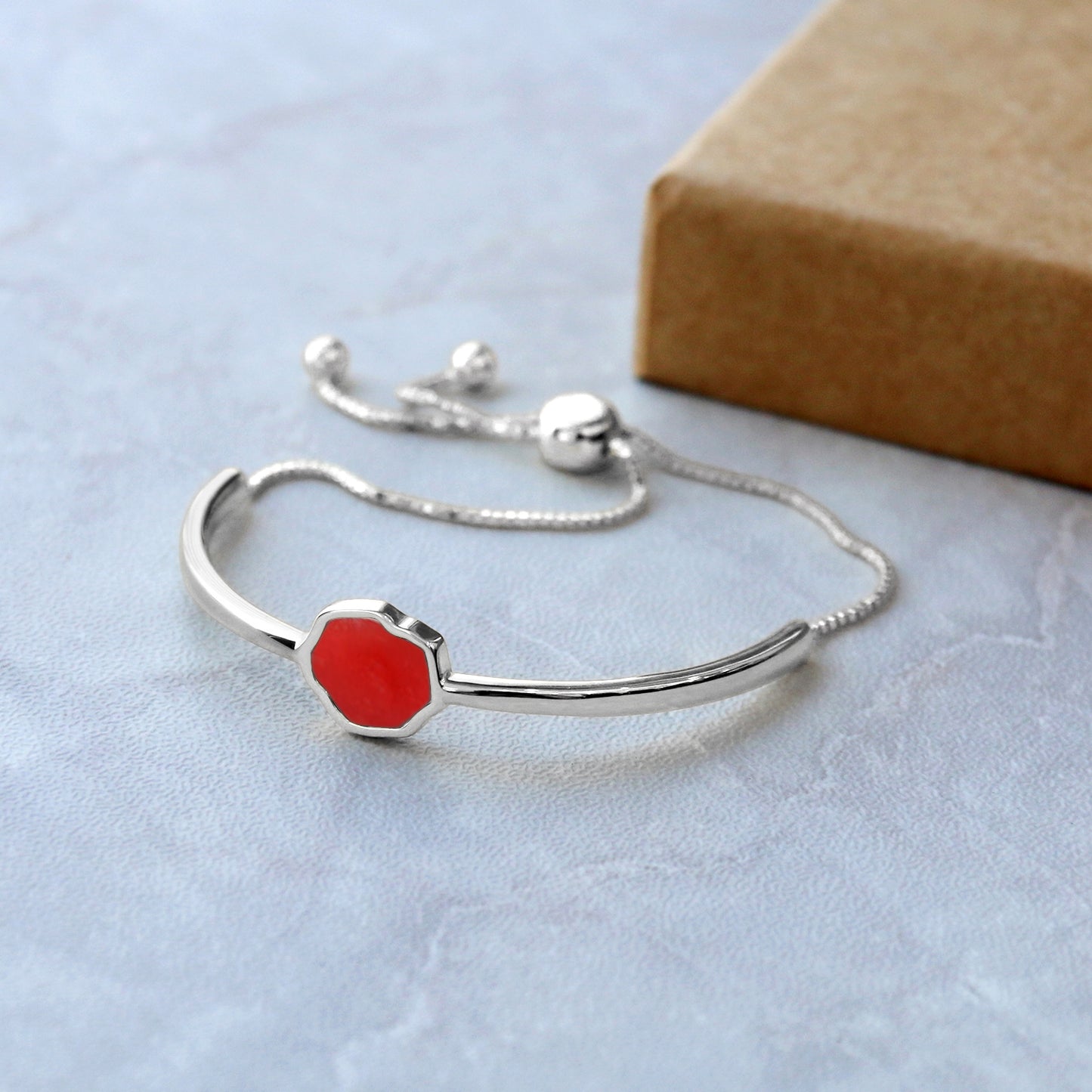 MOTIVATION - Carnelian Adjustable Bracelet (Silver)