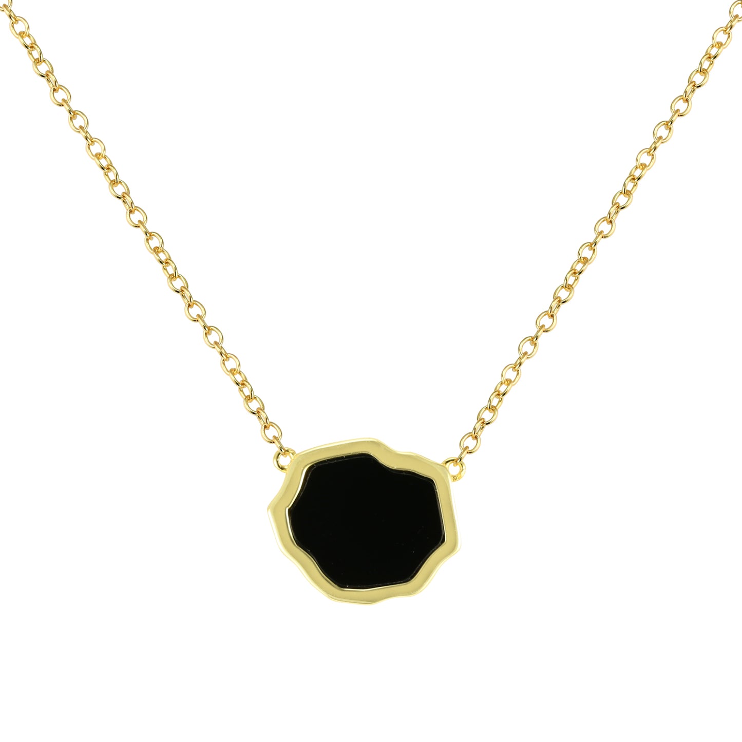 CONFIDENCE - Black Onyx Single Stone Necklace (Gold Vermeil)