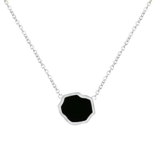 CONFIDENCE - Black Onyx Single Stone Necklace (Silver)