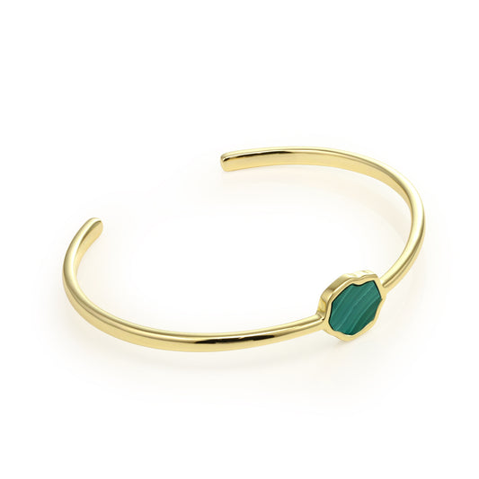 LUCK - Malachite Single Stone Cuff (Gold Vermeil)