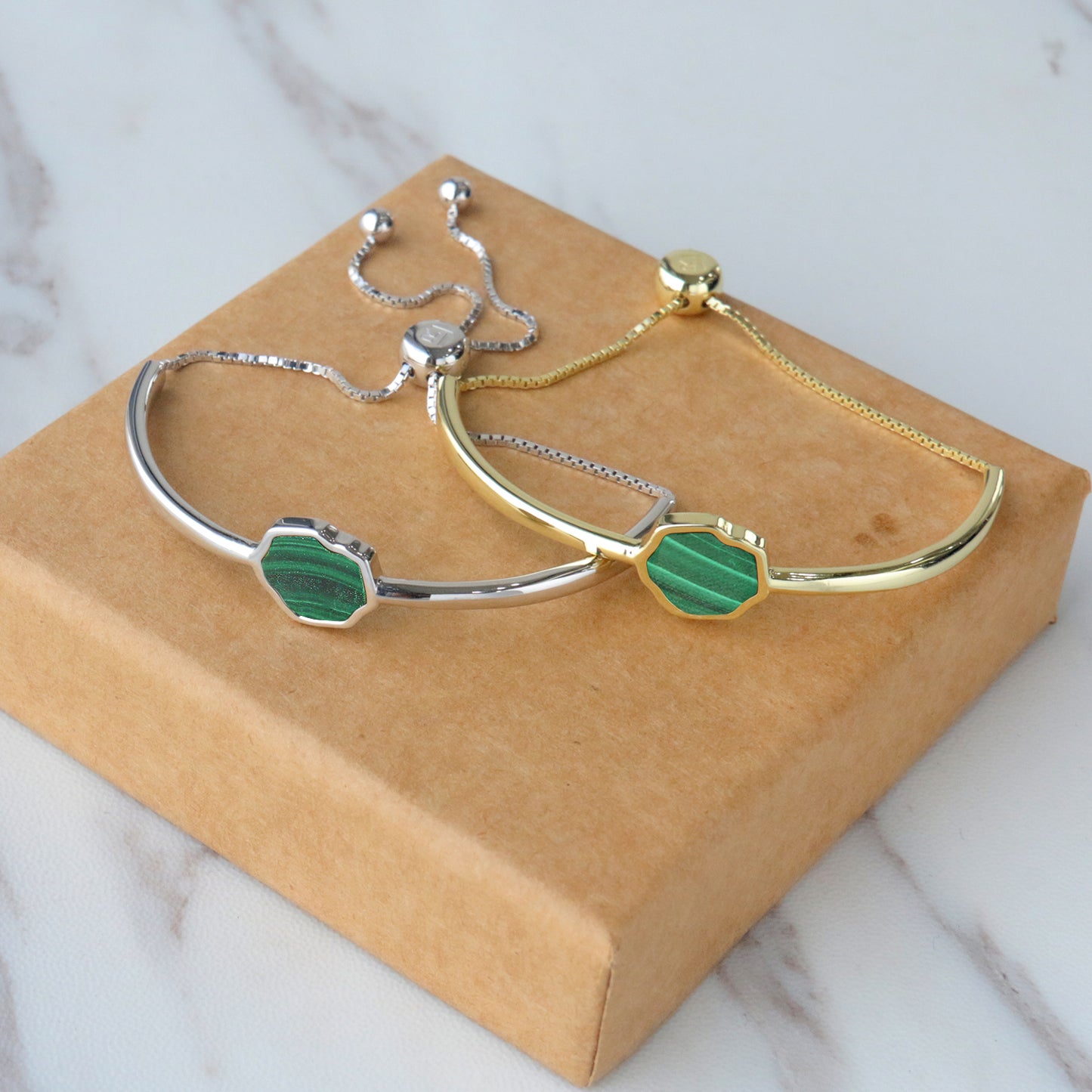 LUCK - Malachite Adjustable Bracelet (Gold Vermeil)