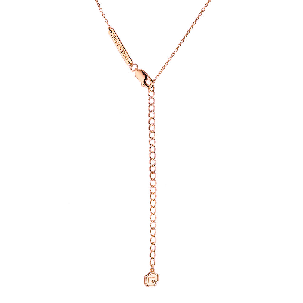 LOVE - Rhodonite Single Stone Necklace (Rose Gold)