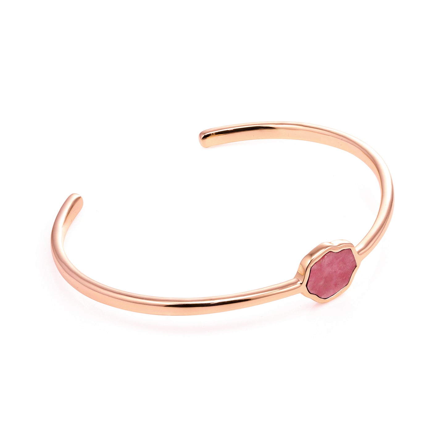 LOVE - Rhodonite Single Stone Cuff (Rose Gold)