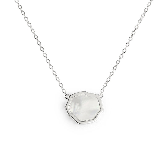 PEACE - Mother of Pearl Single Stone Necklace (Silver)