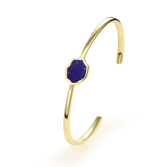 STRENGTH - Lapis Lazuli Single Stone Cuff (Gold)