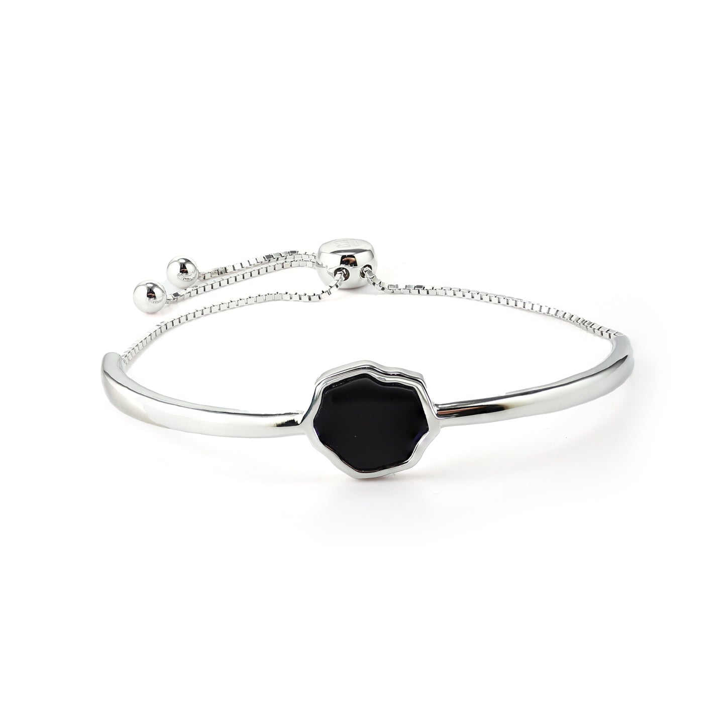 CONFIDENCE - Black Onyx Adjustable Bracelet (Silver)