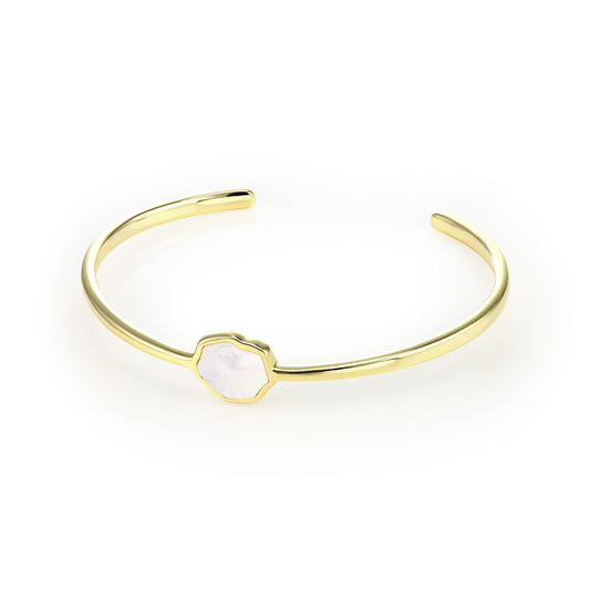 PEACE - Mother of Pearl Single Stone Cuff (Gold Vermeil)