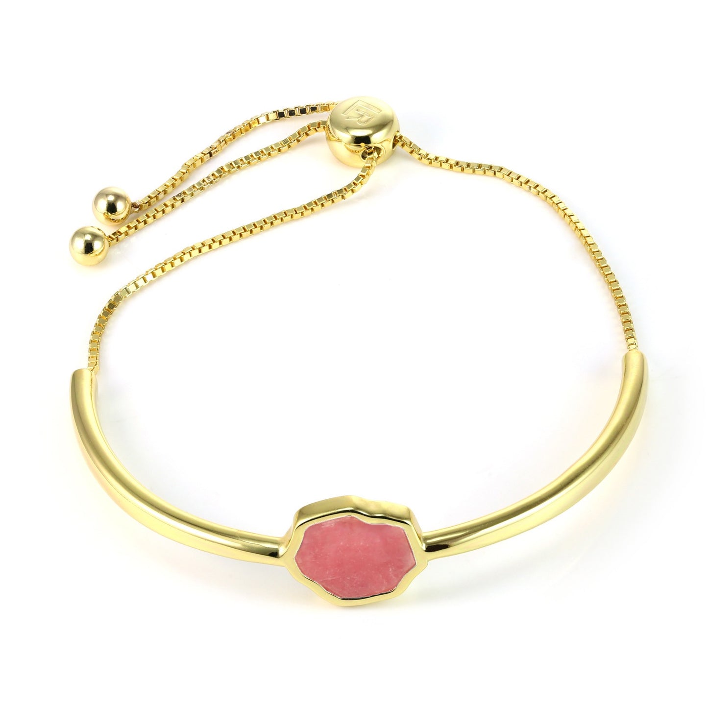 LOVE - Rhodonite Adjustable Bracelet (Gold Vermeil)