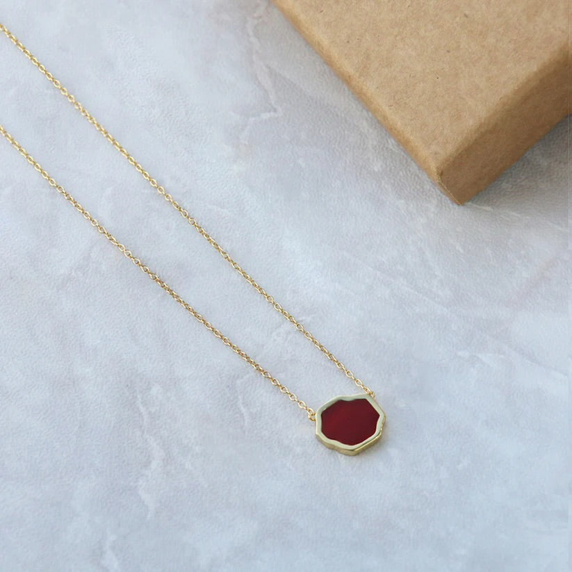 MOTIVATION - Carnelian Single Stone Necklace (Gold Vermeil)