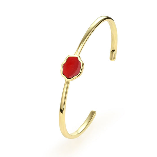 MOTIVATION - Carnelian Single Stone Cuff (Gold Vermeil)