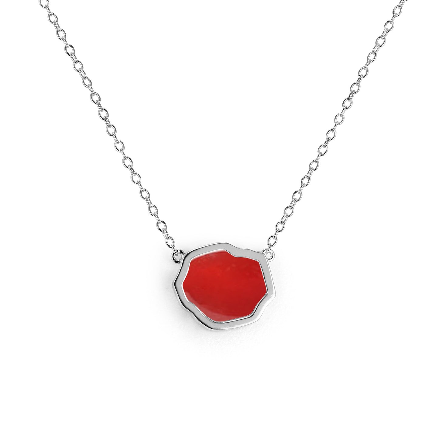 MOTIVATION - Carnelian Single Stone Necklace (Silver)