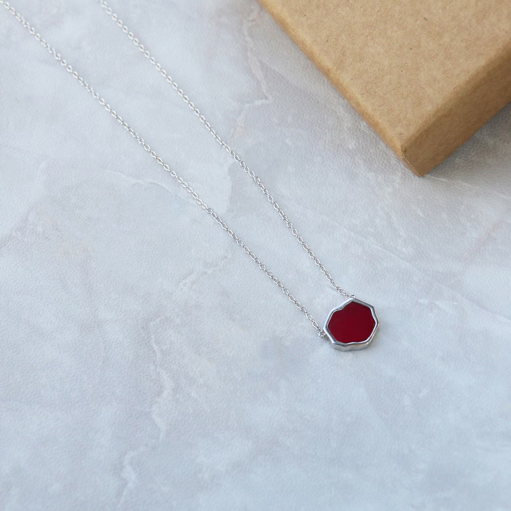 MOTIVATION - Carnelian Single Stone Necklace (Silver)