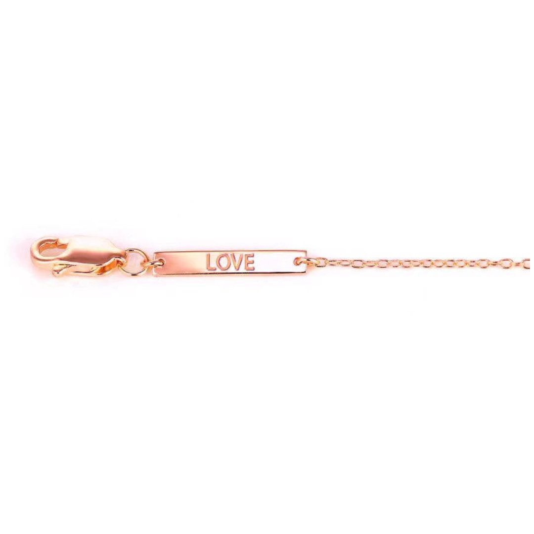 LOVE - Rhodonite Single Stone Necklace (Rose Gold)