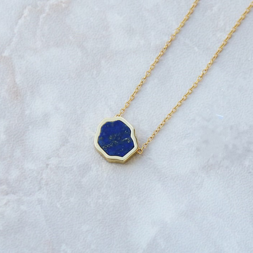 STRENGTH - Lapis Lazuli Single Stone Necklace (Gold Vermeil)