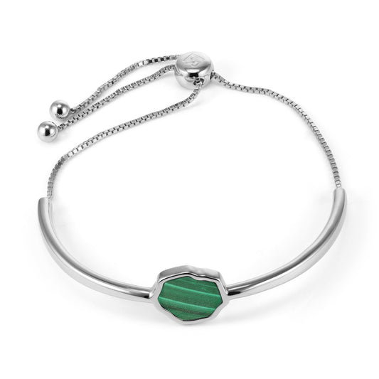 LUCK - Malachite Adjustable Bracelet (Silver)