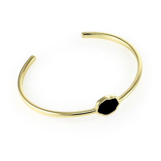 CONFIDENCE - Black Onyx Single Stone Cuff (Gold)