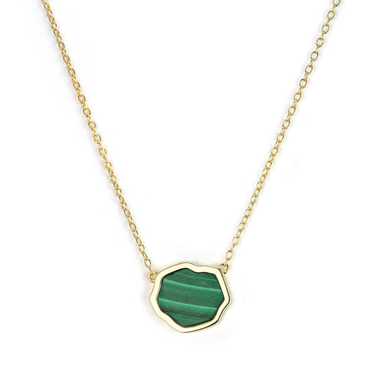 LUCK - Malachite Single Stone Necklace (Gold Vermeil)