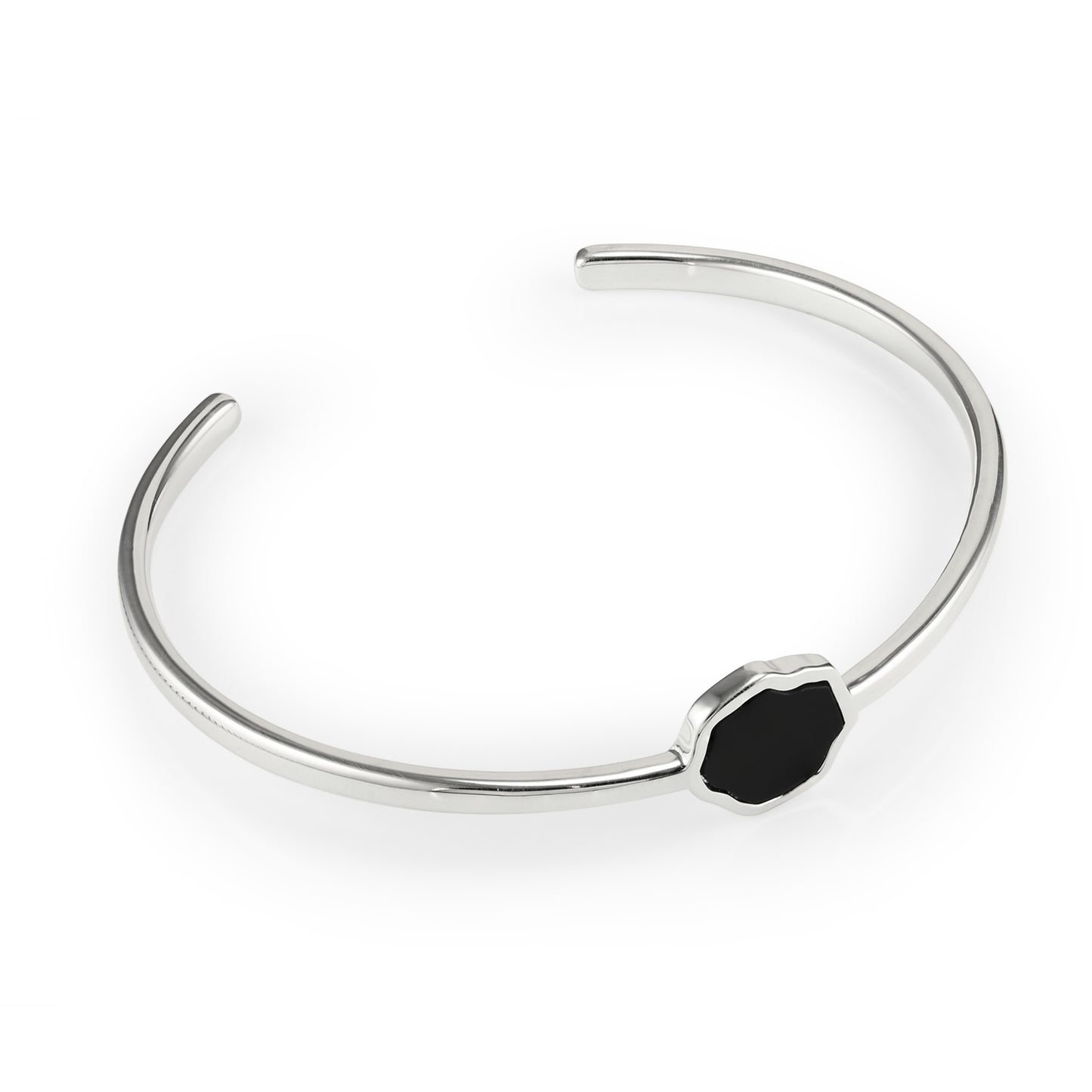 CONFIDENCE - Black Onyx Single Stone Cuff (Silver)