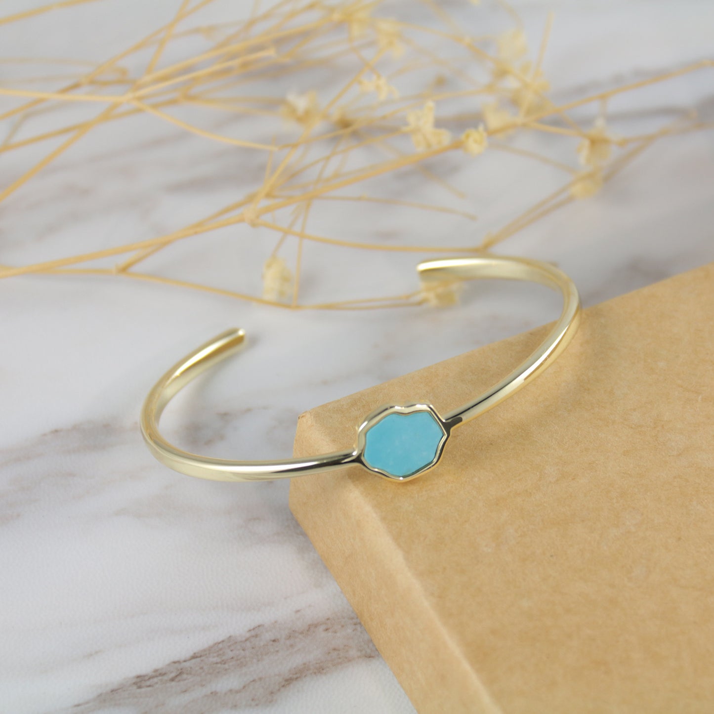 PROTECTION - Turquoise Single Stone Cuff (Gold)