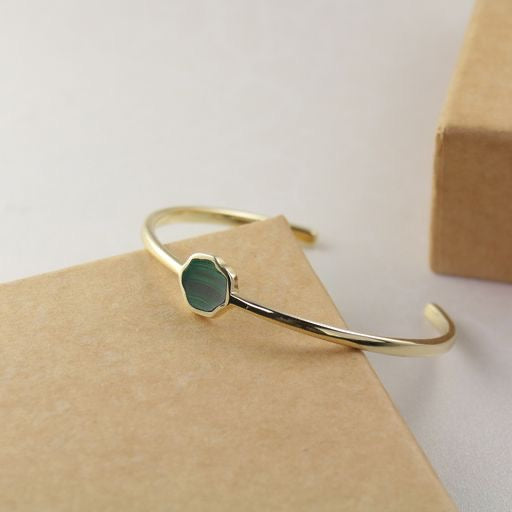 LUCK - Malachite Single Stone Cuff (Gold Vermeil)