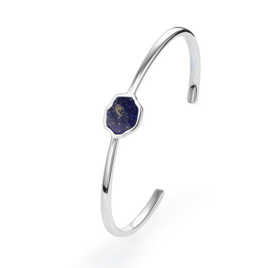 STRENGTH - Lapis Lazuli Single Stone Cuff (Silver)