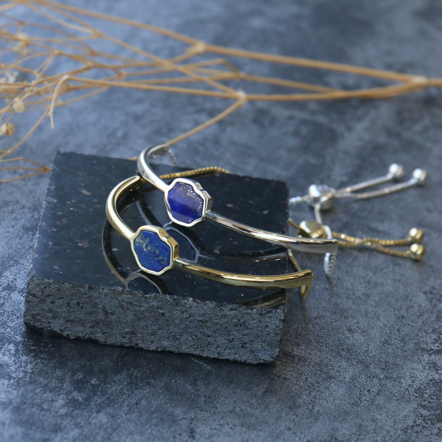 STRENGTH - Lapis Lazuli Adjustable Bracelet (Silver)