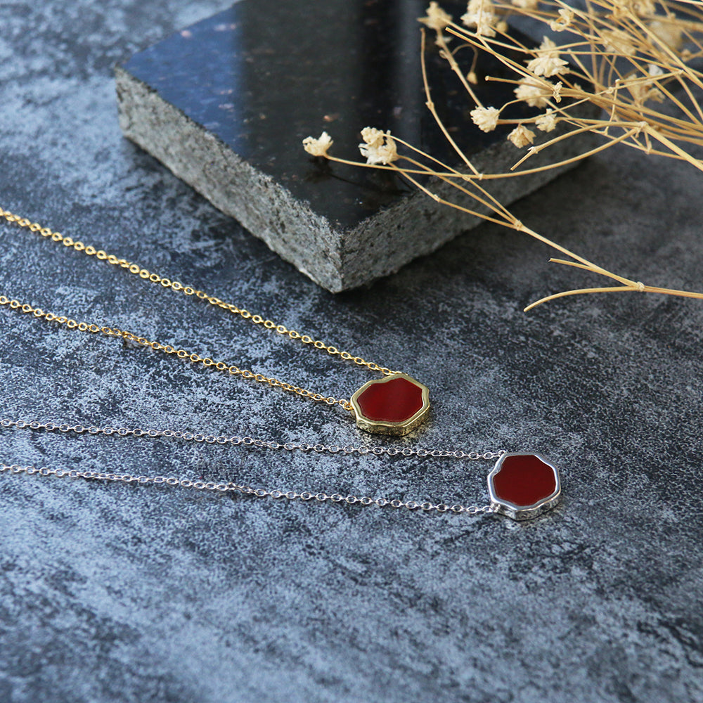 MOTIVATION - Carnelian Single Stone Necklace (Gold Vermeil)